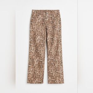 H&M Brown Straight Leg Pants with Snakeskin Pattern